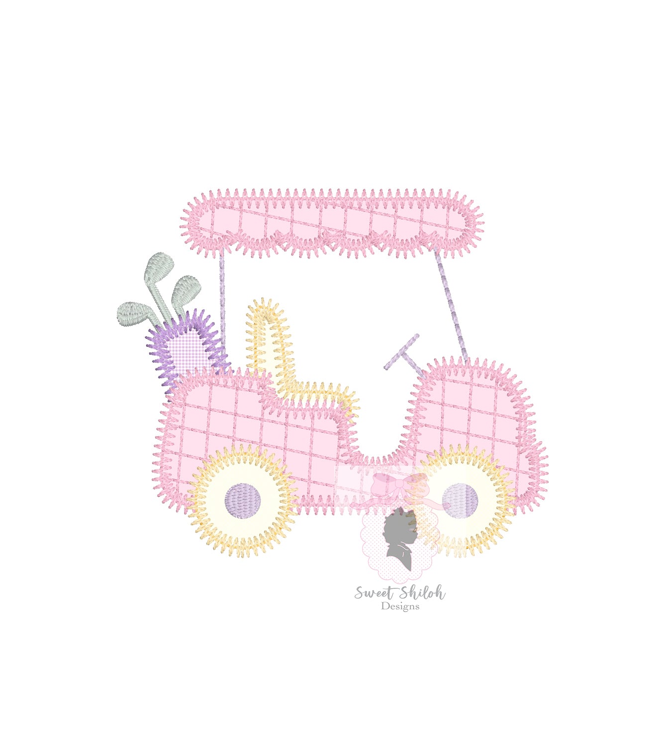 Golf Cart Scallop Zigzag Stitch Applique