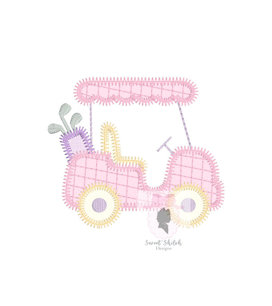 Golf Cart Scallop Zigzag Stitch Applique