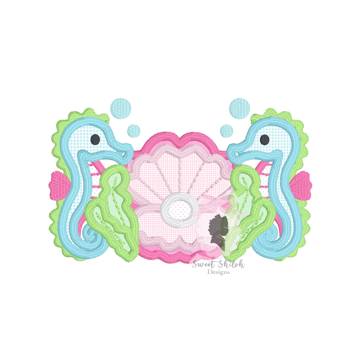 Seahorse Clam Shell Satin Applique Frame