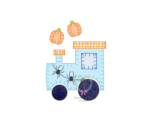 Halloween Spider Train Blanket Stitch Applique