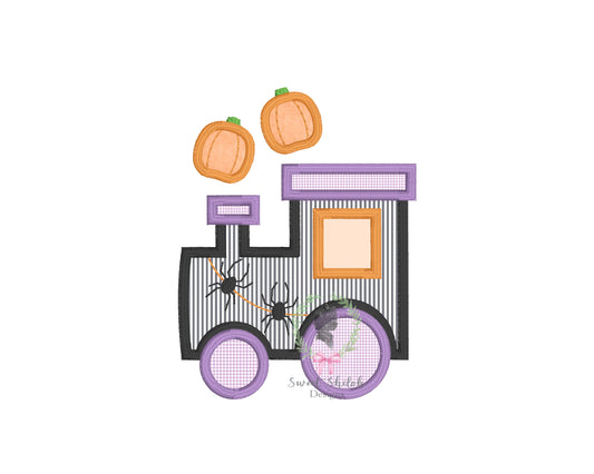 Halloween Spider Train Satin Stitch Applique