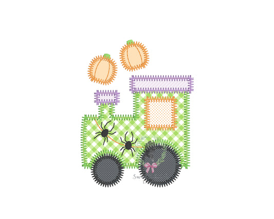 Halloween Spider Train Zigzag Stitch Applique