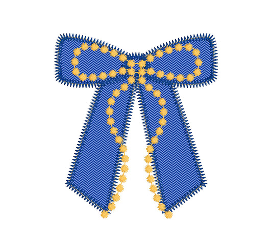 Team Spirit Cheer Bow Zigzag Applique