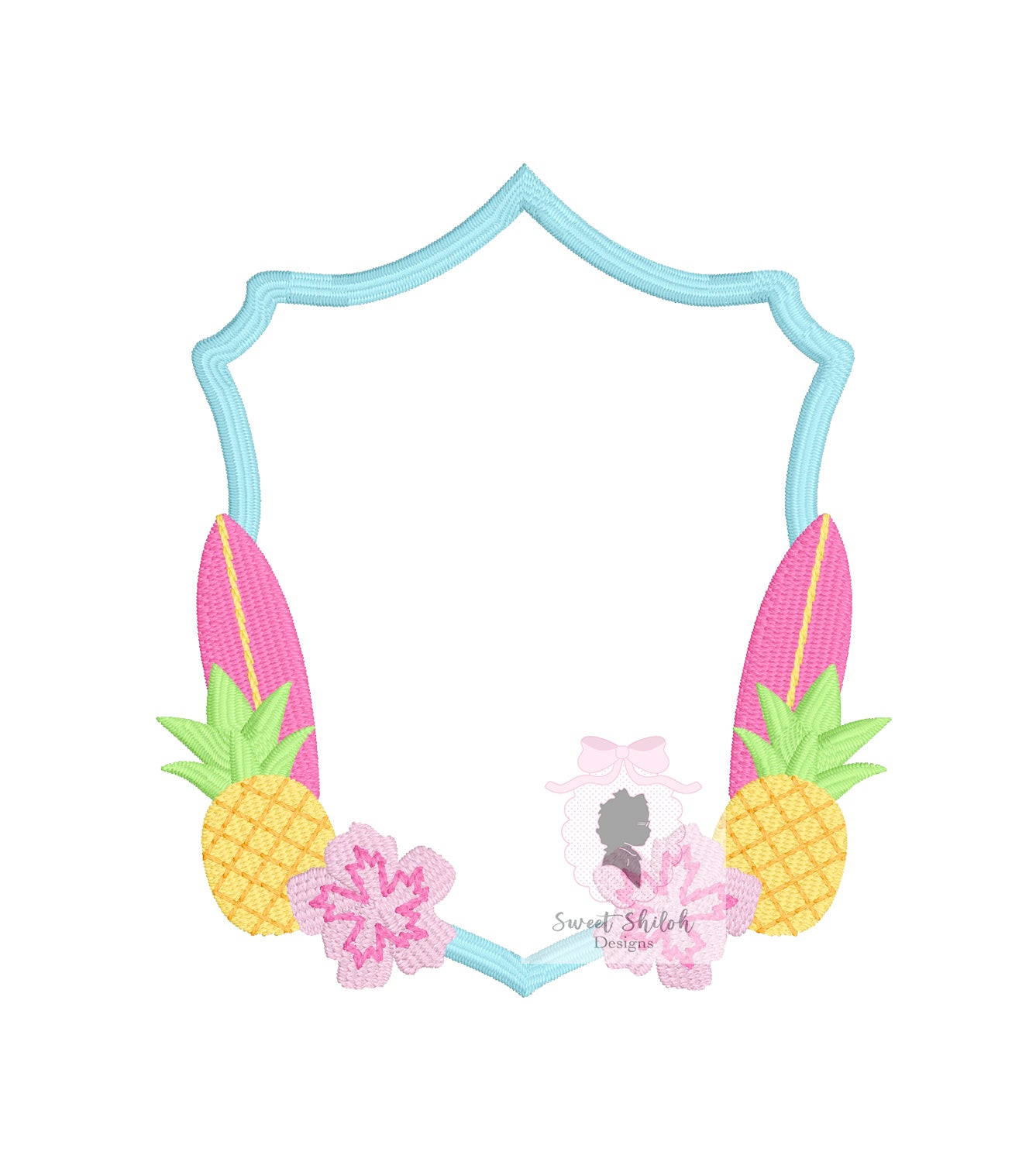 Surfboard Pineapple Floral Frame