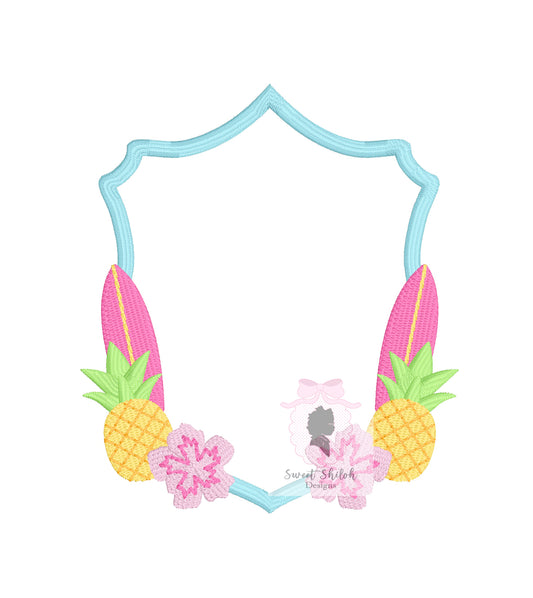 Surfboard Pineapple Floral Frame