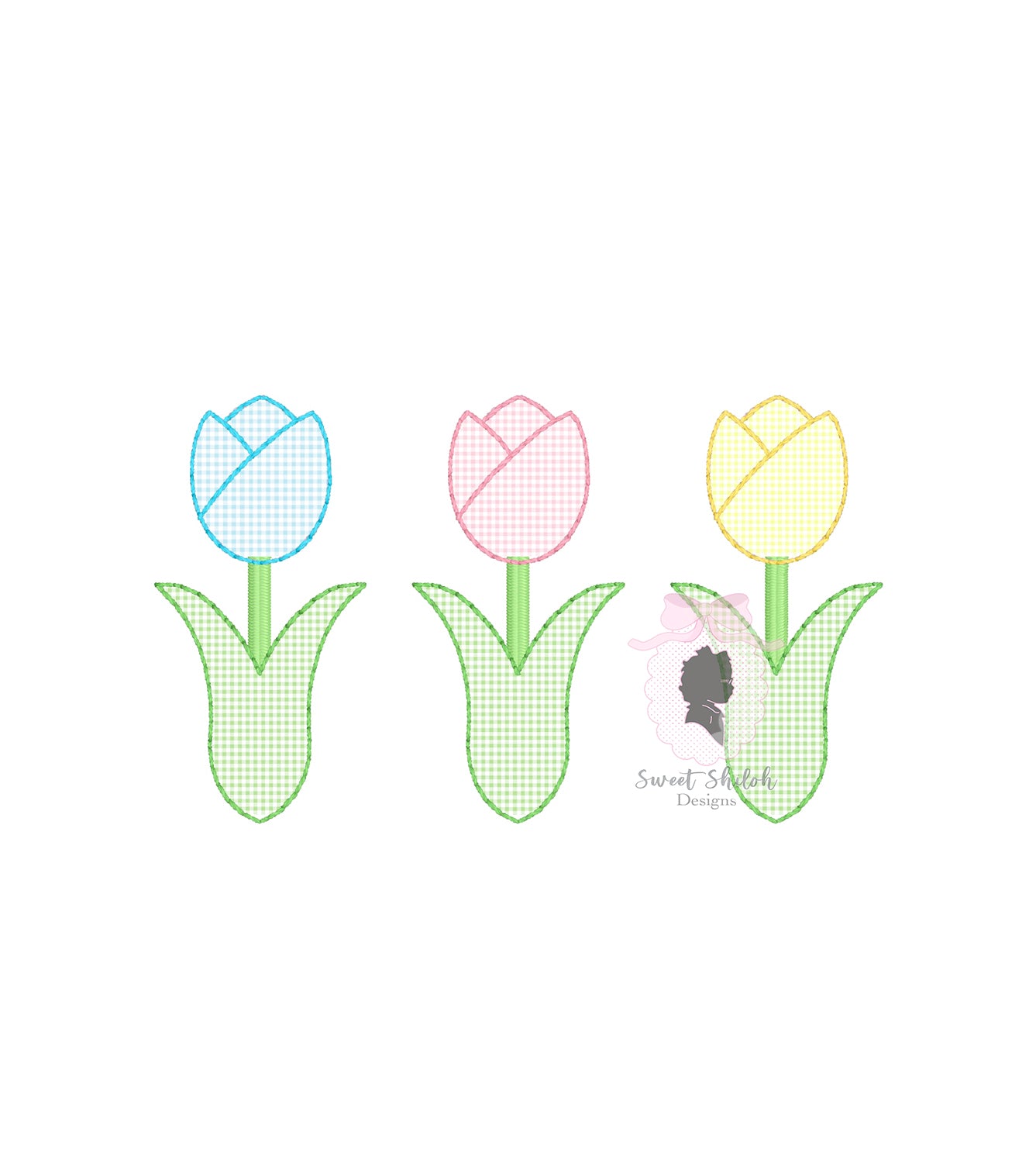 Tulip Trio Bean Stitch Applique