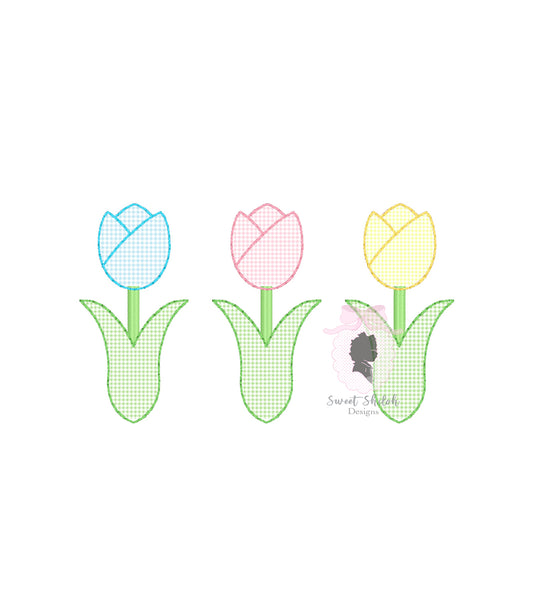 Tulip Trio Bean Stitch Applique