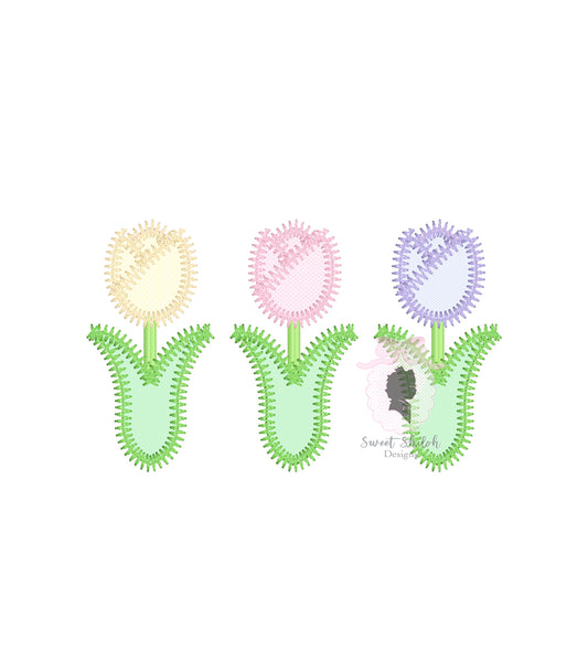 Tulip Trio Zigzag Stitch Applique