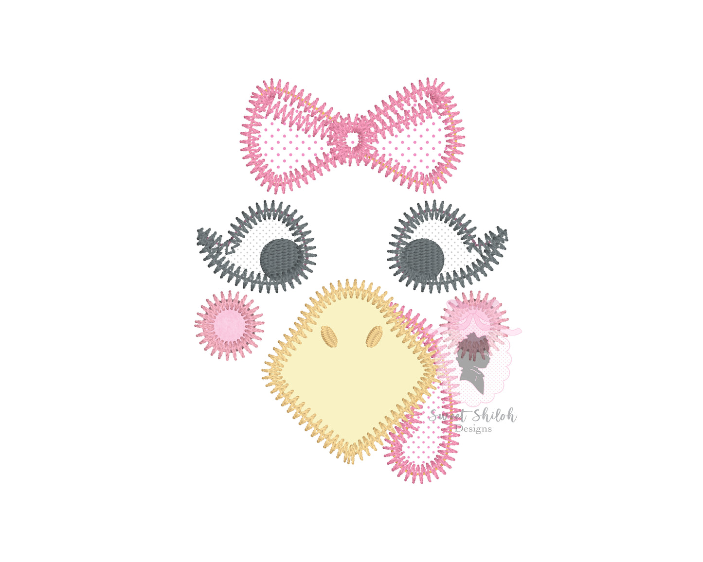 Turkey Face with Bow Zigzag Stitch Applique
