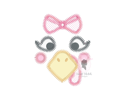 Turkey Face with Bow Zigzag Stitch Applique