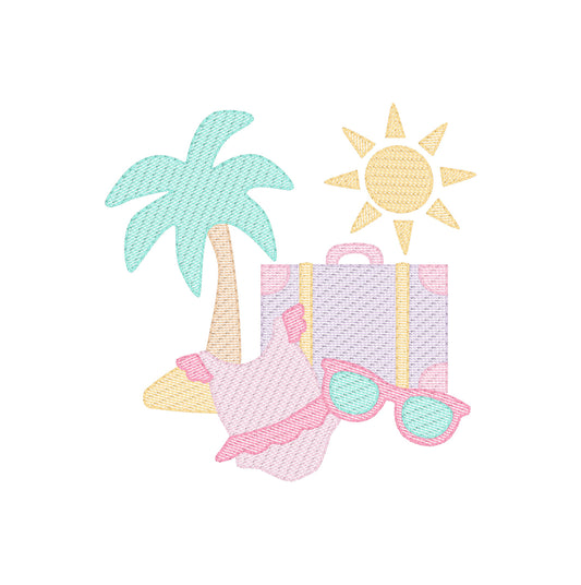 Beach Girl Vacation Sketch