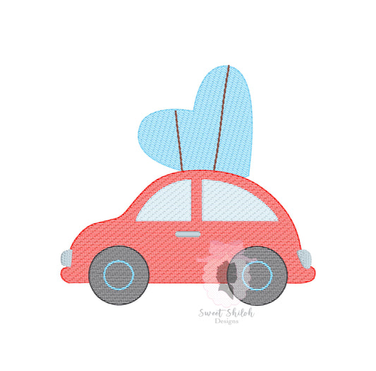 Valentine Car with Heart Sketch