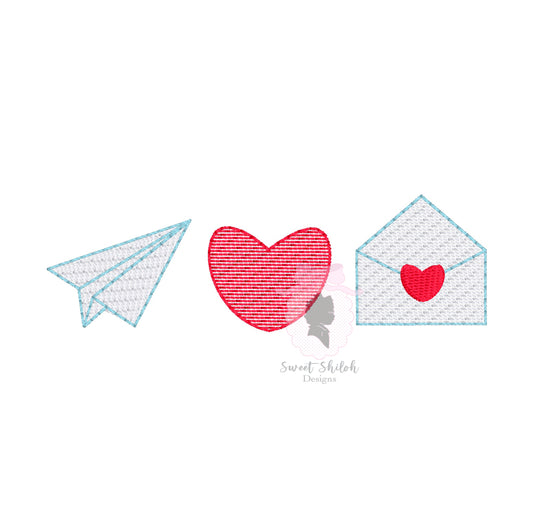 Valentine Paper Airplane Trio Sketch