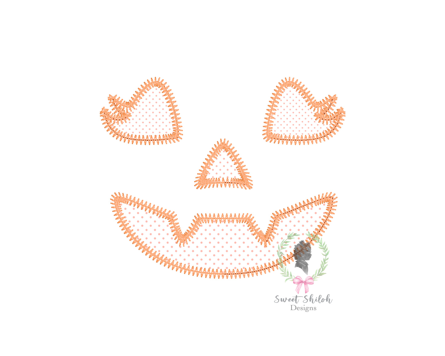 Vampire Girl Jack O' Lantern Face Zigzag Stitch Applique