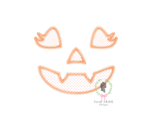 Vampire Girl Jack O' Lantern Face Zigzag Stitch Applique