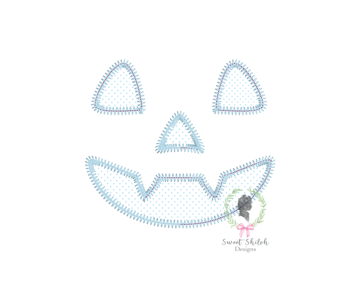 Vampire Jack O' Lantern Face Zigzag Stitch Applique