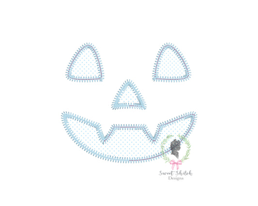 Vampire Jack O' Lantern Face Zigzag Stitch Applique