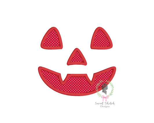 Vampire Jack O' Lantern Face Satin Stitch Applique