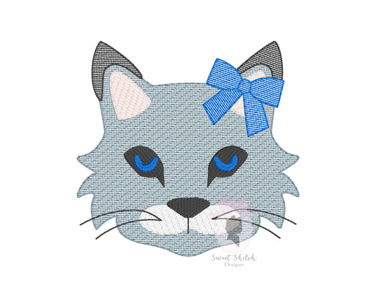 Wildcat with Bow Sketch Stitch