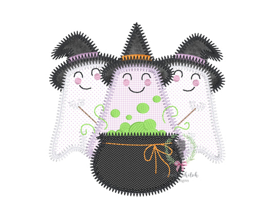 Halloween Witch Ghost Trio Zigzag Stitch