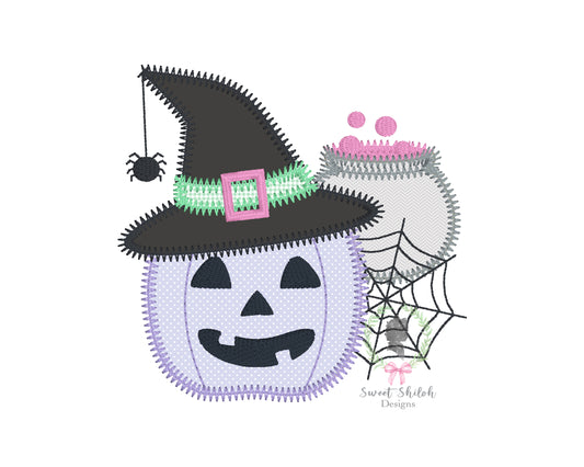 Witch Pumpkin Zigzag Stitch Applique