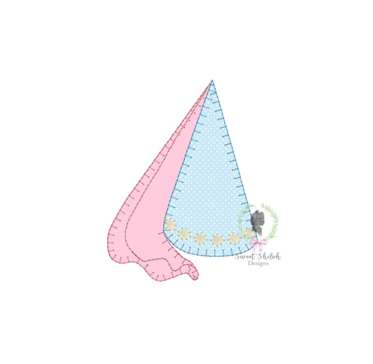 Princess Cone Hat Blanket Stitch Applique