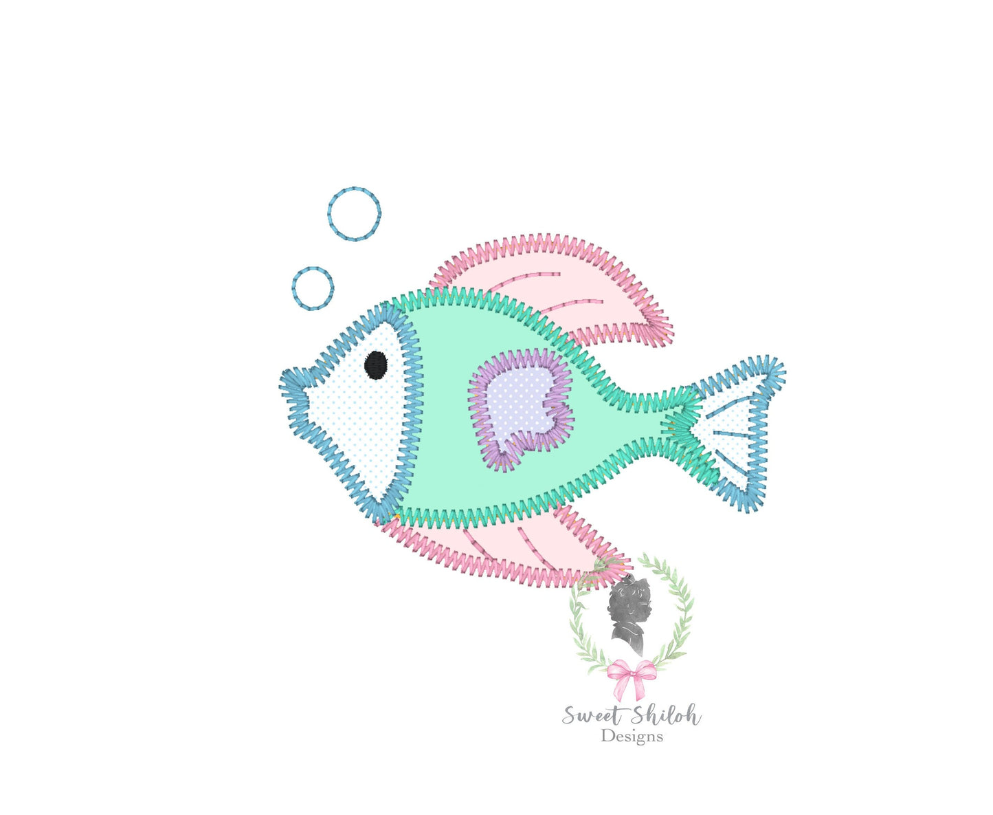 Swimming Fish Zigzag Stitch Applique