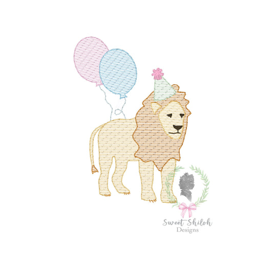 Birthday Party Lion Blanket Stitch Applique