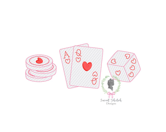 Hearts Playing Card Trio Sketch