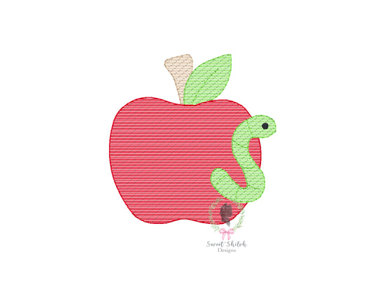 Apple with Worm Sketch