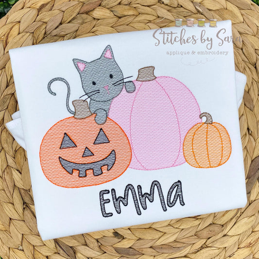 Kitten Pumpkin Patch Sketch