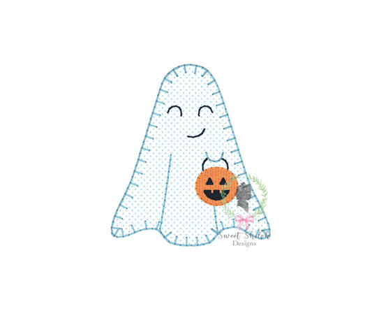Smiling Ghost Blanket Stitch Applique