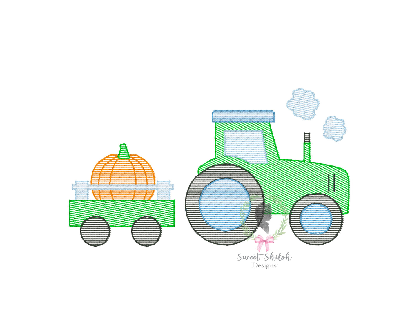 Tractor with Pumpkin Sketch