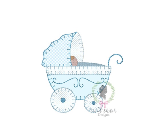 Baby Carriage Blanket Stitch Applique