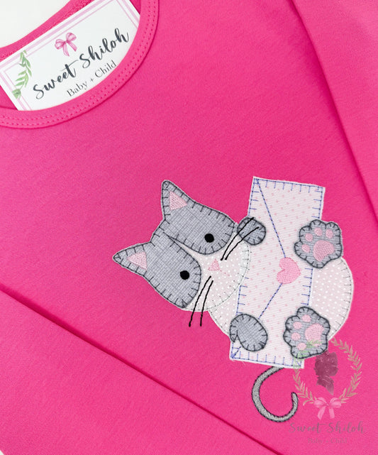 Love Letter Kitten Blanket Stitch Applique