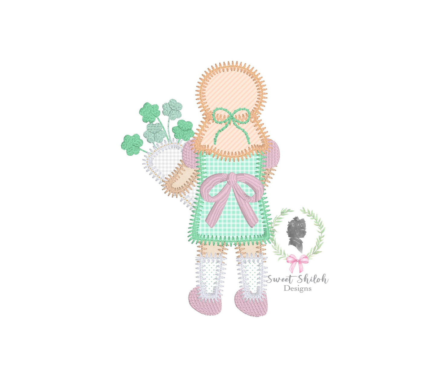 St. Patrick's Day Girl Zigzag Stitch Applique