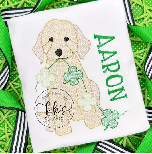 Goldendoodle St. Patrick Banner Sketch