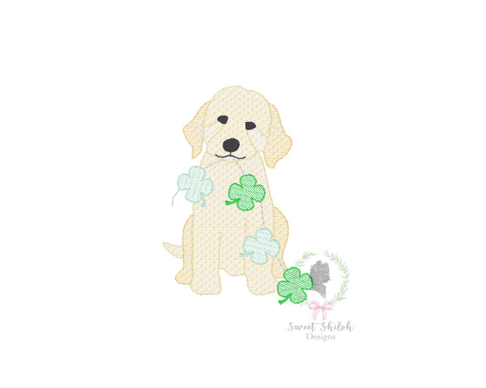 Goldendoodle St. Patrick Banner Sketch