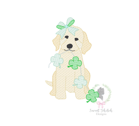 Golden Doodle Shamrock Banner Sketch