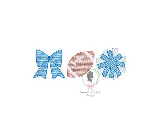 Football Cheer Bow Trio Sketch