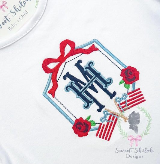 American Flag Rose Bow Frame Fill