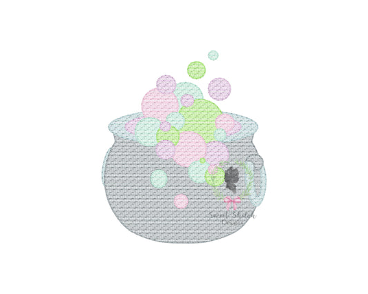 Witch Bubbling Cauldron Sketch