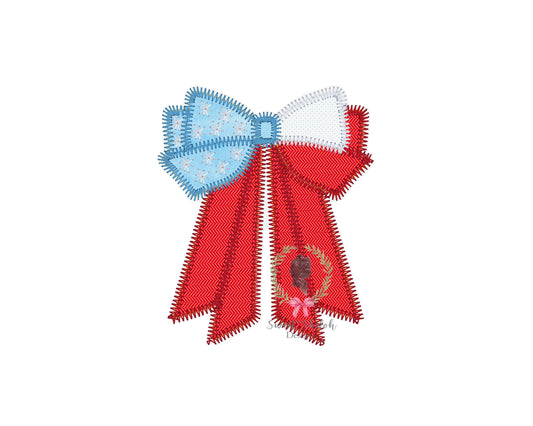 American Flag Bow Zigzag Stitch Applique