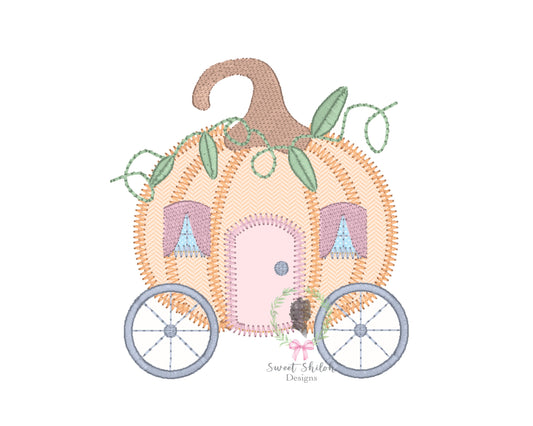 Fairytale Pumpkin Carriage Zigzag Stitch Applique