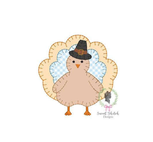 Thanksgiving Pilgrim Turkey Blanket Stitch Applique