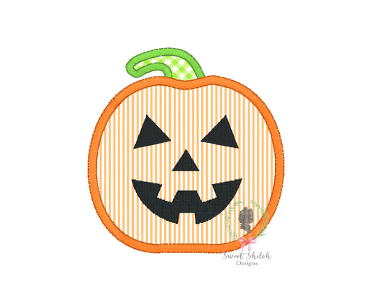 Jack O' Lantern Pumpkin Satin Stitch Applique