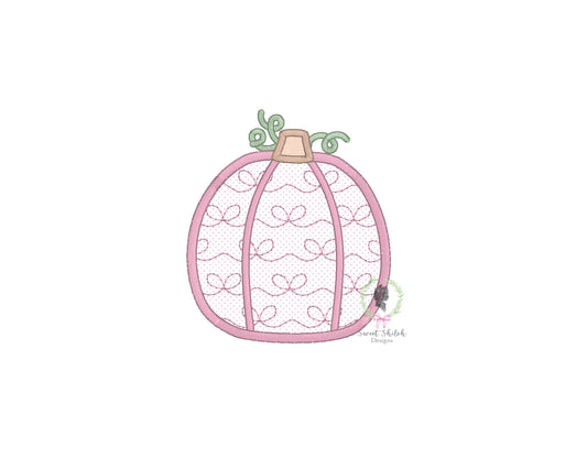 Bow Pattern Pumpkin Satin Stitch Applique