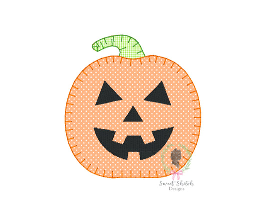 Jack O' Lantern Pumpkin Blanket Stitch Applique