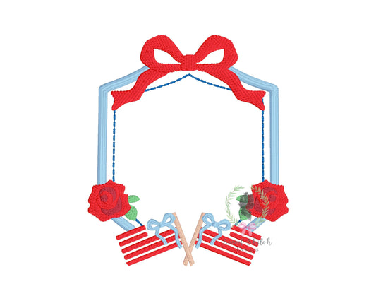 American Flag Rose Bow Frame Fill