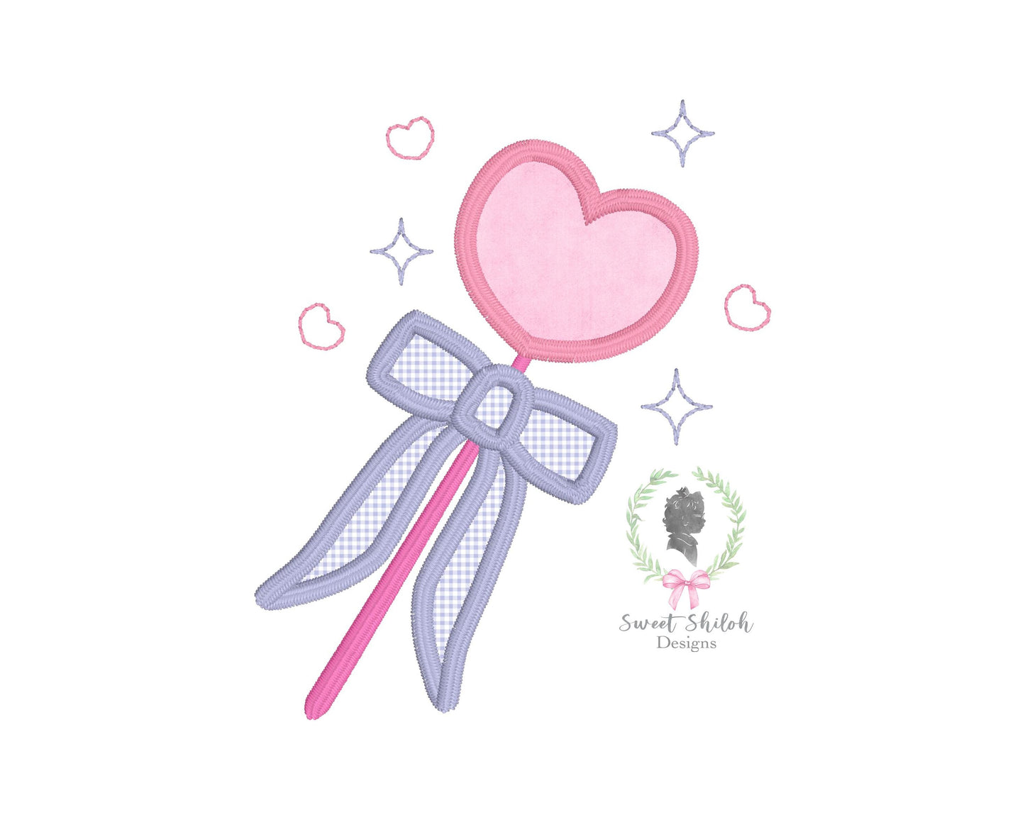 Valentine Heart Wand Satin Stitch Applique